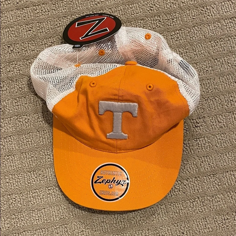Zephyr Tennessee Bright Orange Cap with White Mesh and T Emblem
